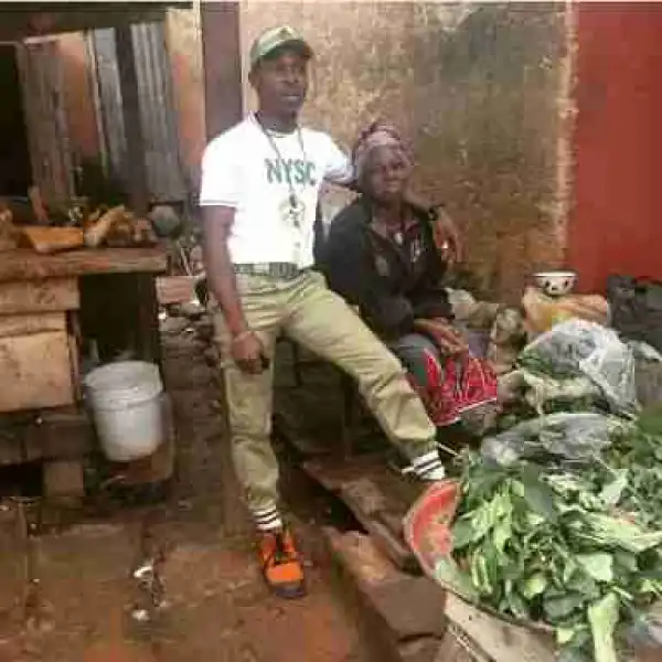 Corper Shows Off His Mother Who Sold Vegetables To Train Him At The University